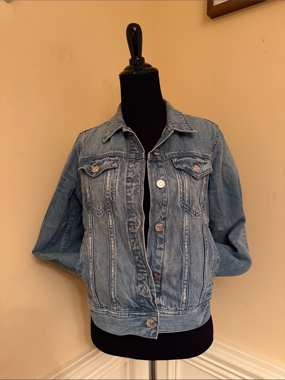 J. Crew Cream Wall Hook with Blue Denim Accent sz small
